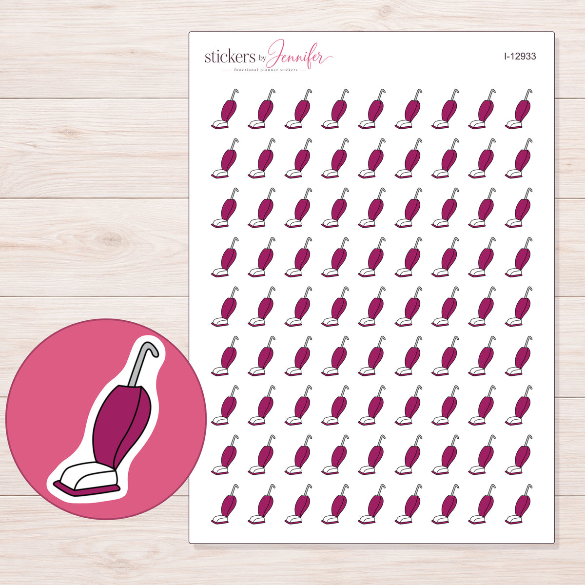 I-12933 planner sticker sheet with enlarged sticker detail