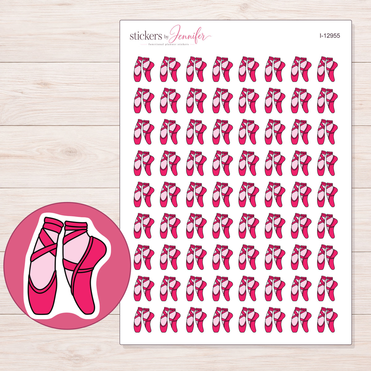 I-12955 planner sticker sheet with enlarged sticker detail