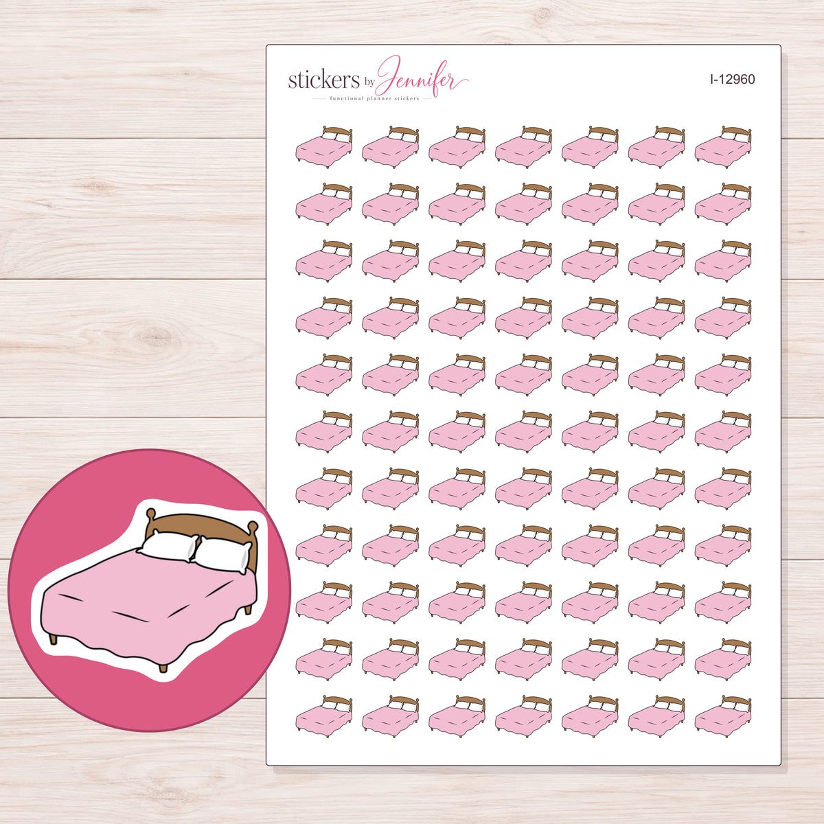 I-12960 planner sticker sheet with enlarged sticker detail