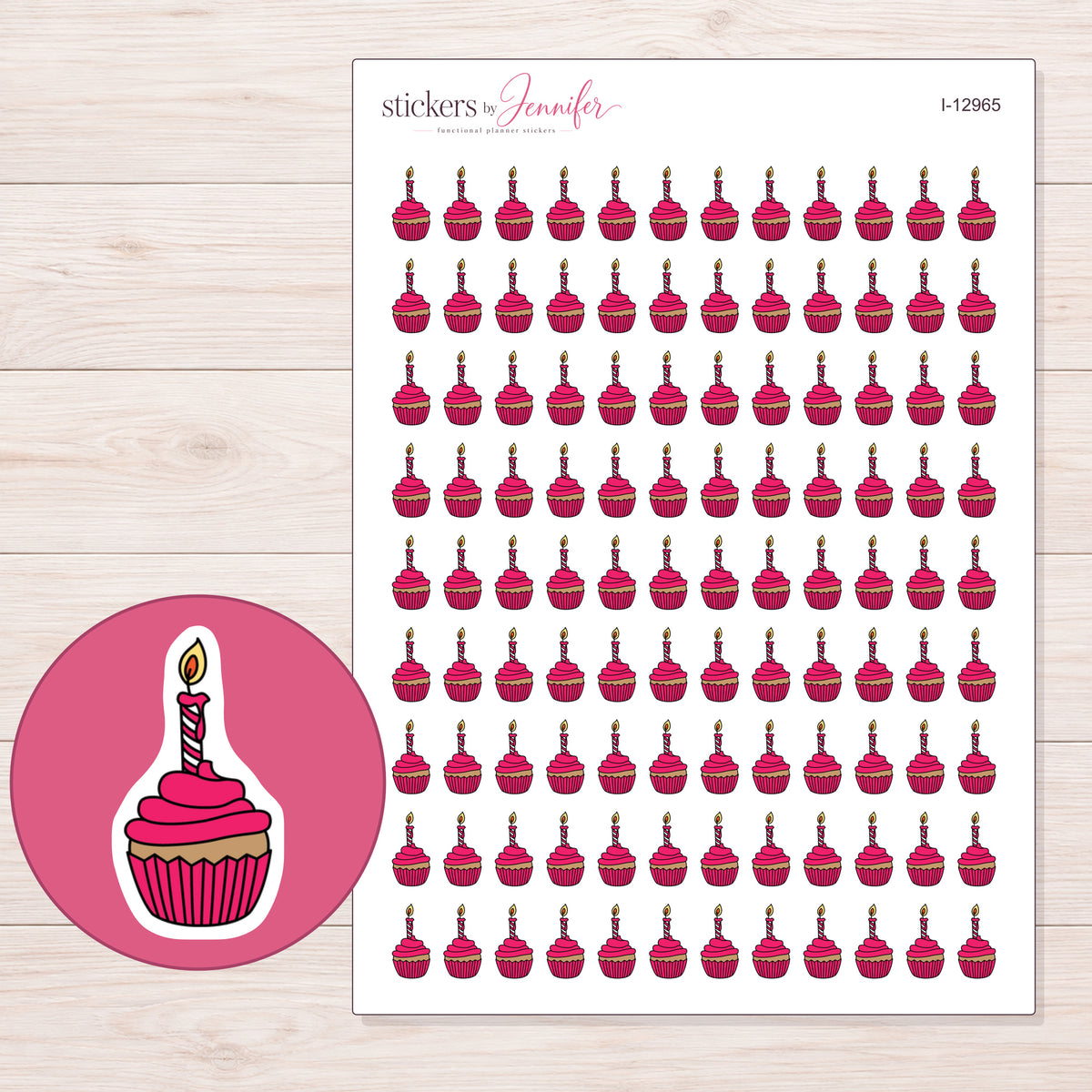 I-12965 planner sticker sheet with enlarged sticker detail