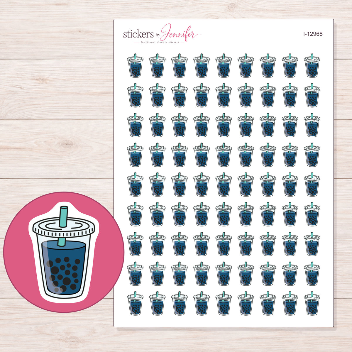 I-12968 planner sticker sheet with enlarged sticker detail
