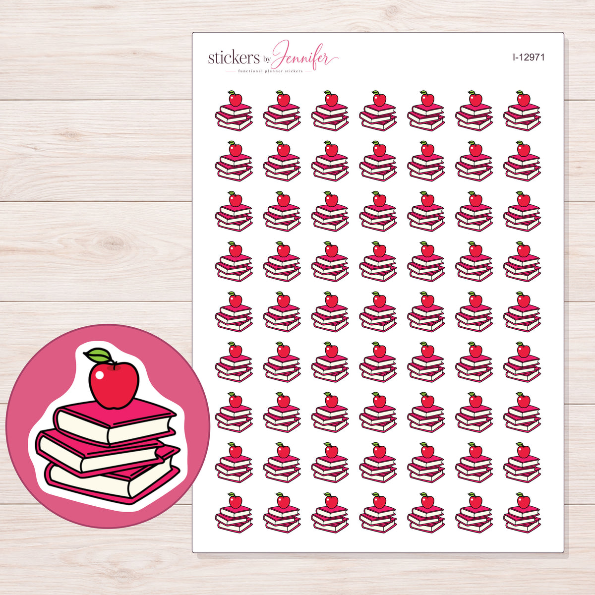 I-12971 planner sticker sheet with enlarged sticker detail