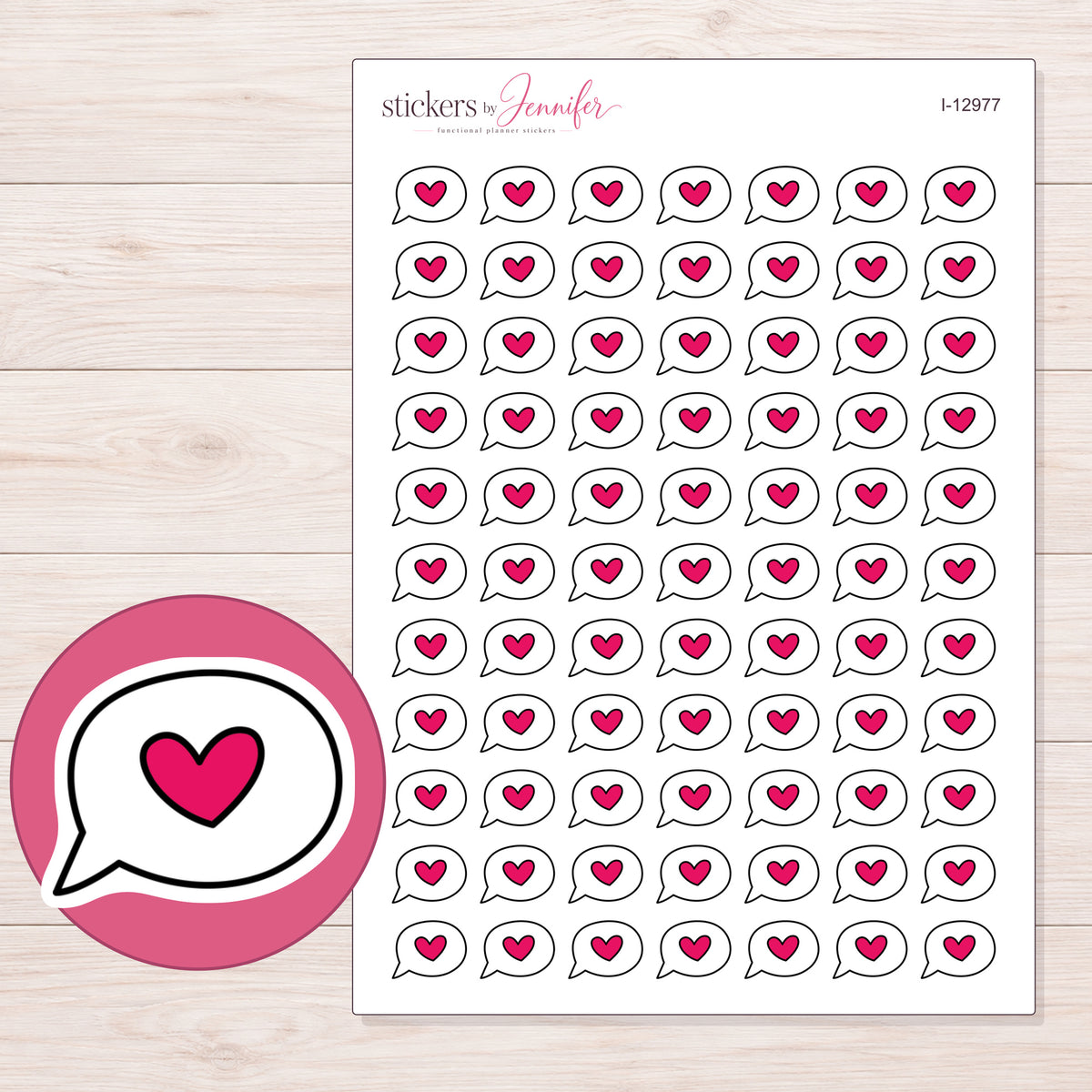 I-12977 planner sticker sheet with enlarged sticker detail
