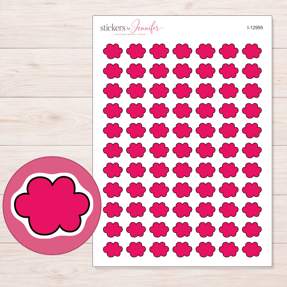 I-12995 planner sticker sheet with enlarged sticker detail