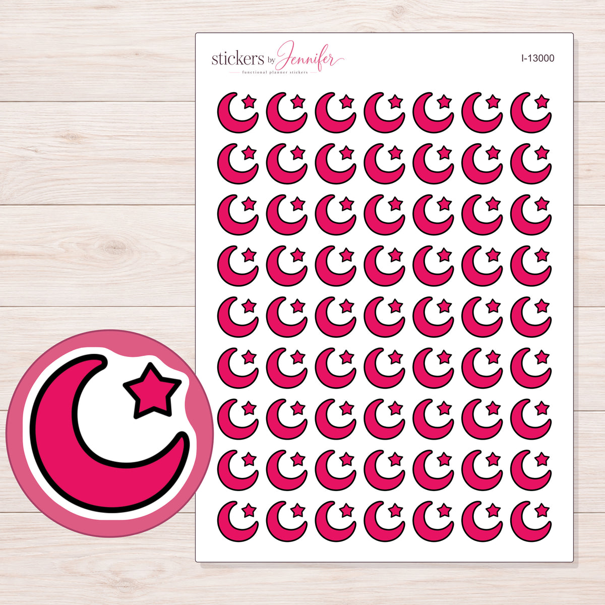 I-13000 planner sticker sheet with enlarged sticker detail