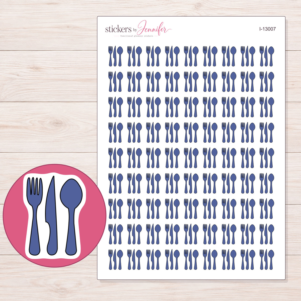 I-13007 planner sticker sheet with enlarged sticker detail