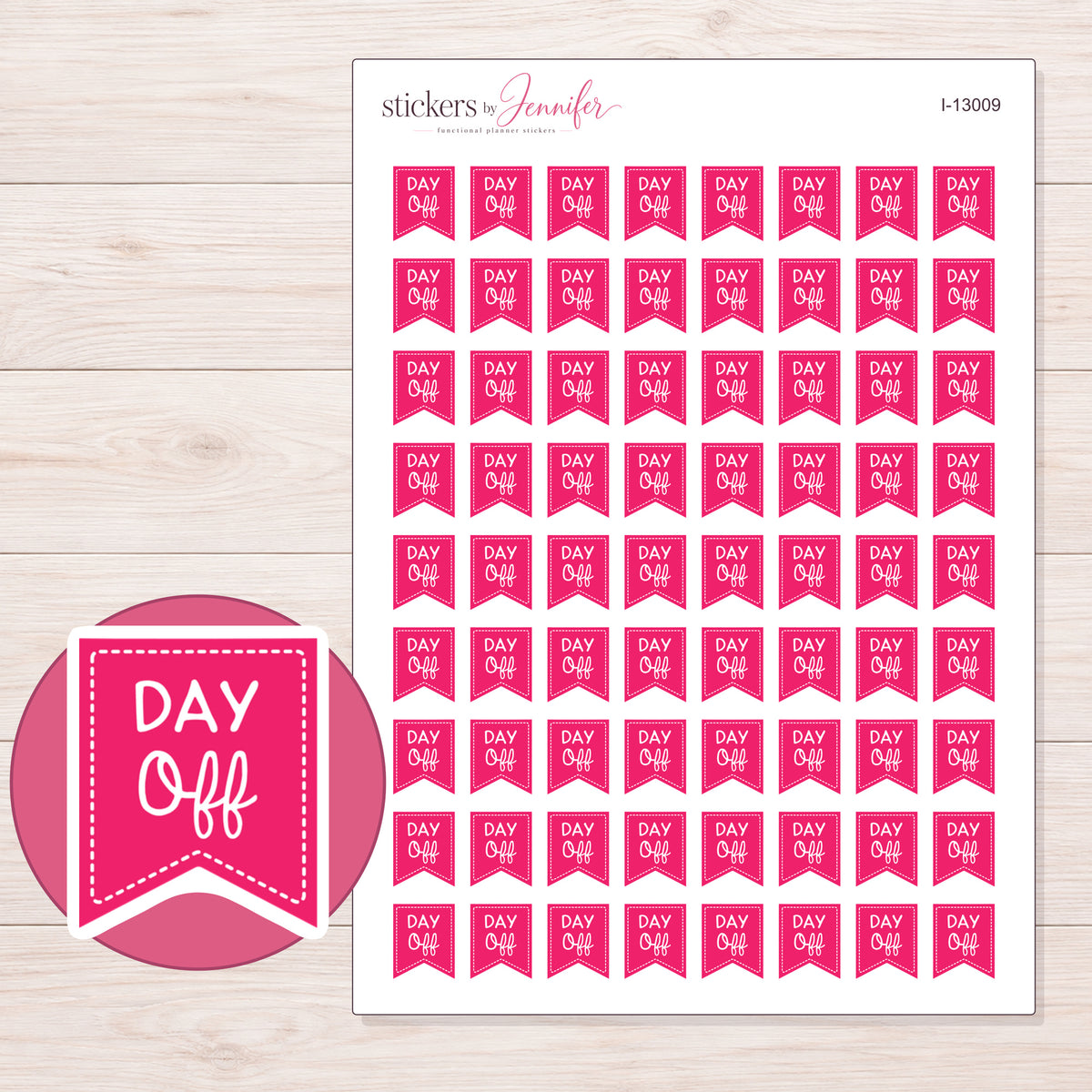 I-13009 planner sticker sheet with enlarged sticker detail