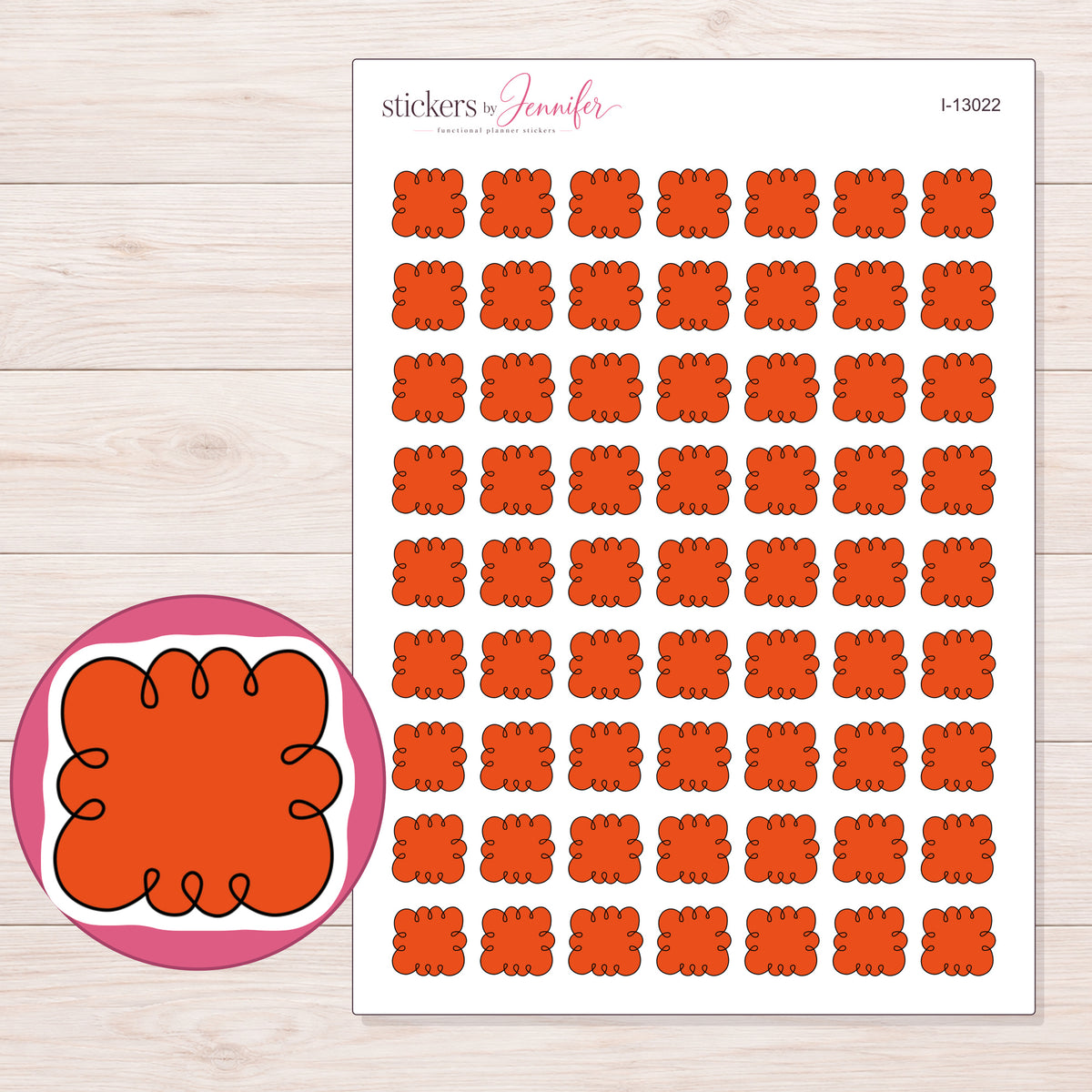 I-13022 planner sticker sheet with enlarged sticker detail