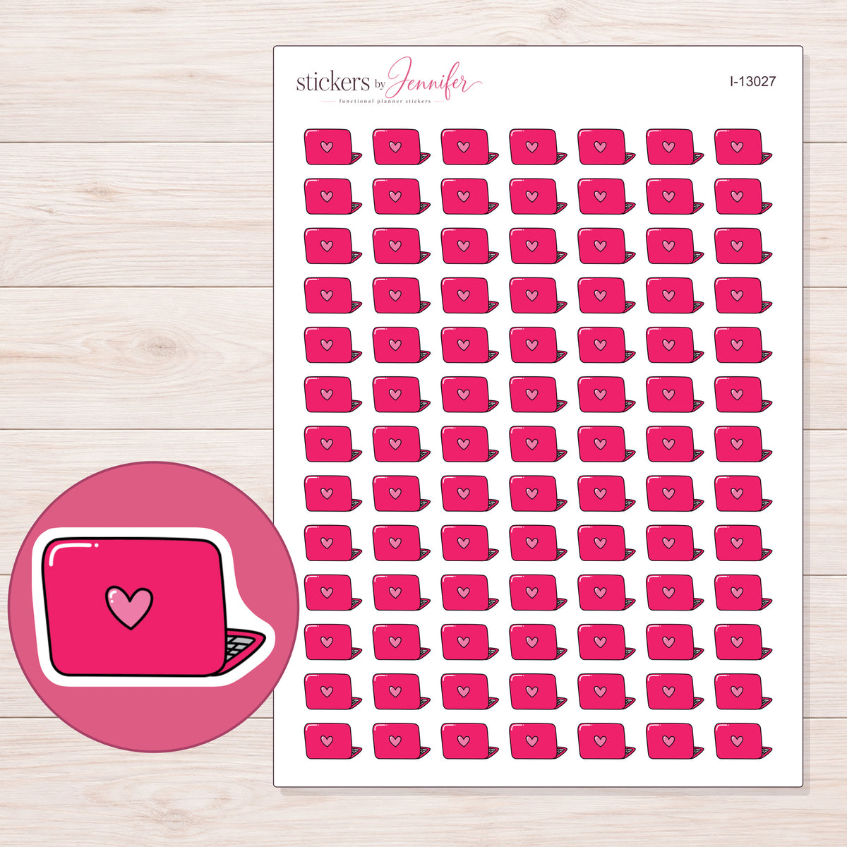 I-13027 planner sticker sheet with enlarged sticker detail