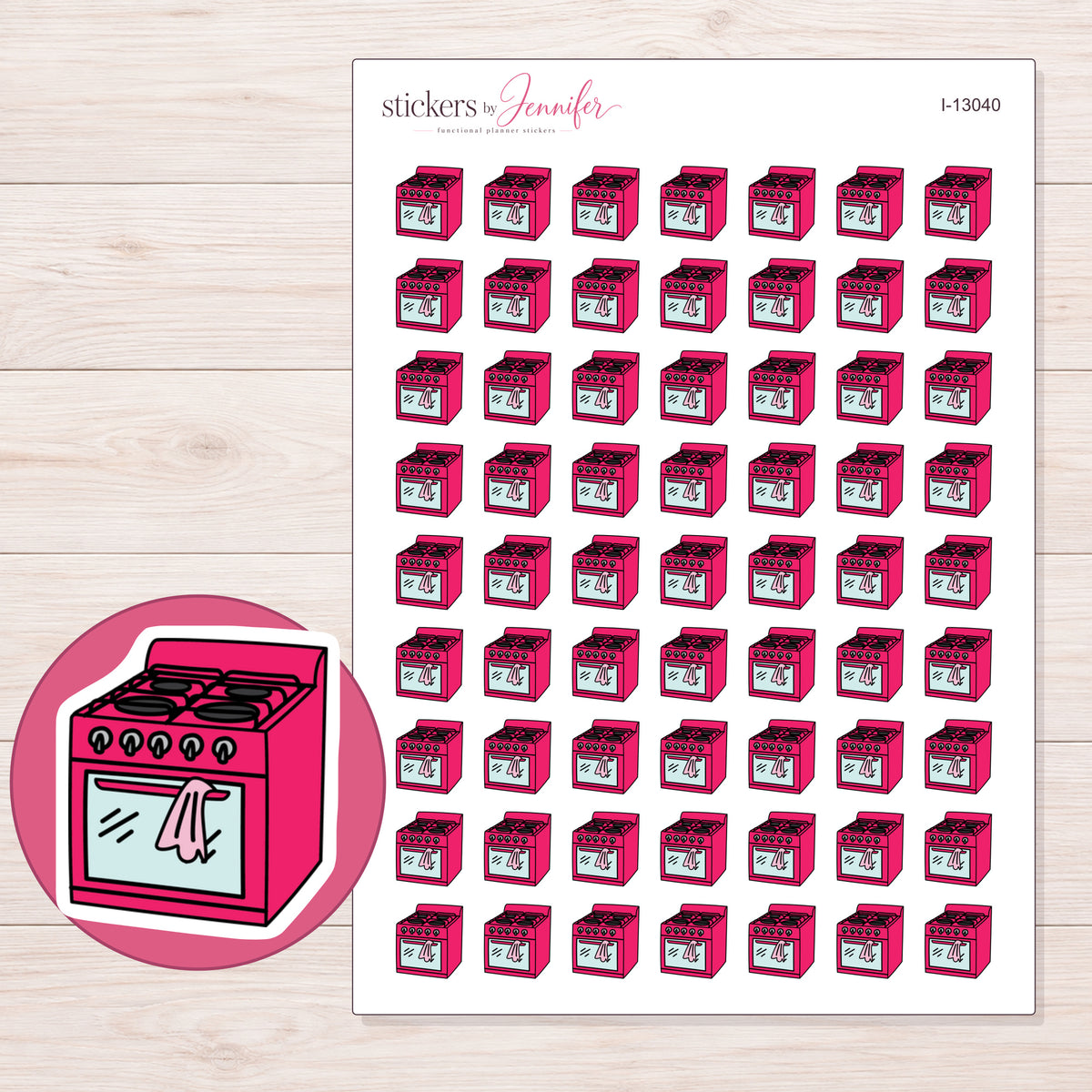 I-13040 planner sticker sheet with enlarged sticker detail