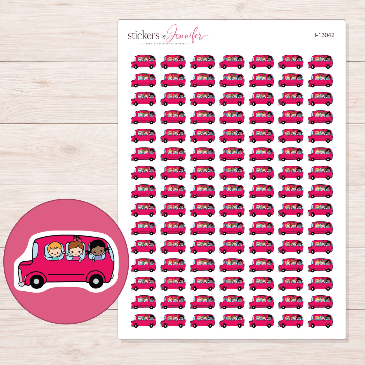 I-13042 planner sticker sheet with enlarged sticker detail