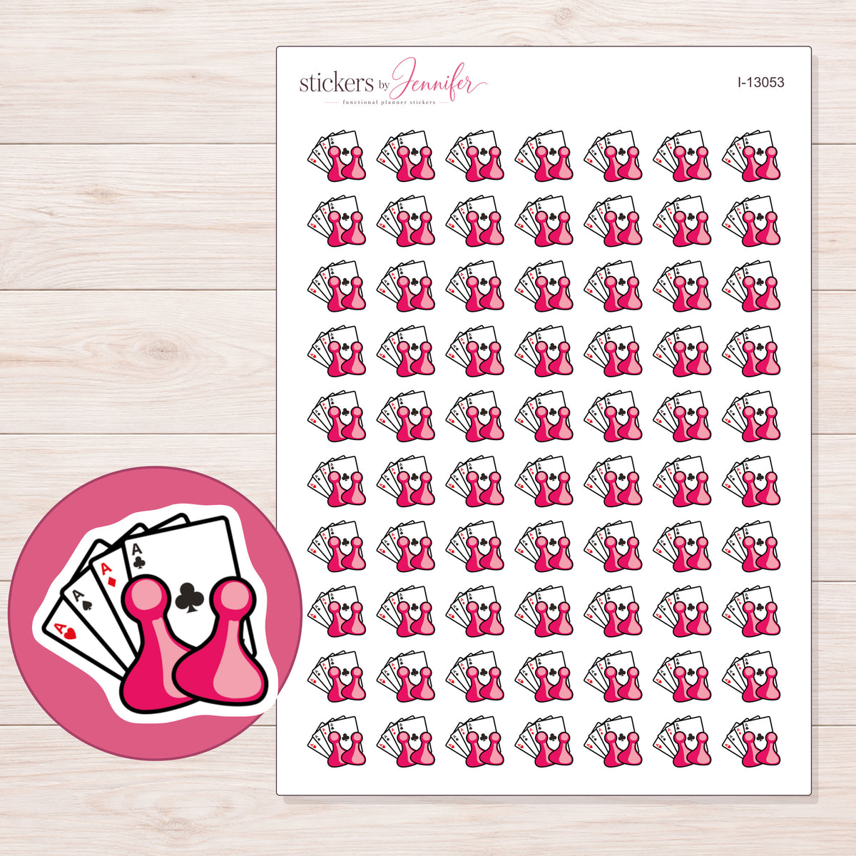 I-13053 planner sticker sheet with enlarged sticker detail