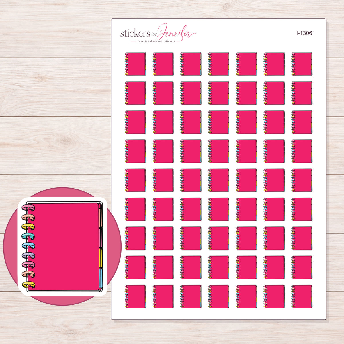 I-13061 planner sticker sheet with enlarged sticker detail