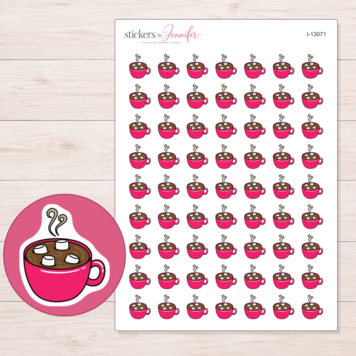 I-13071 planner sticker sheet with enlarged sticker detail