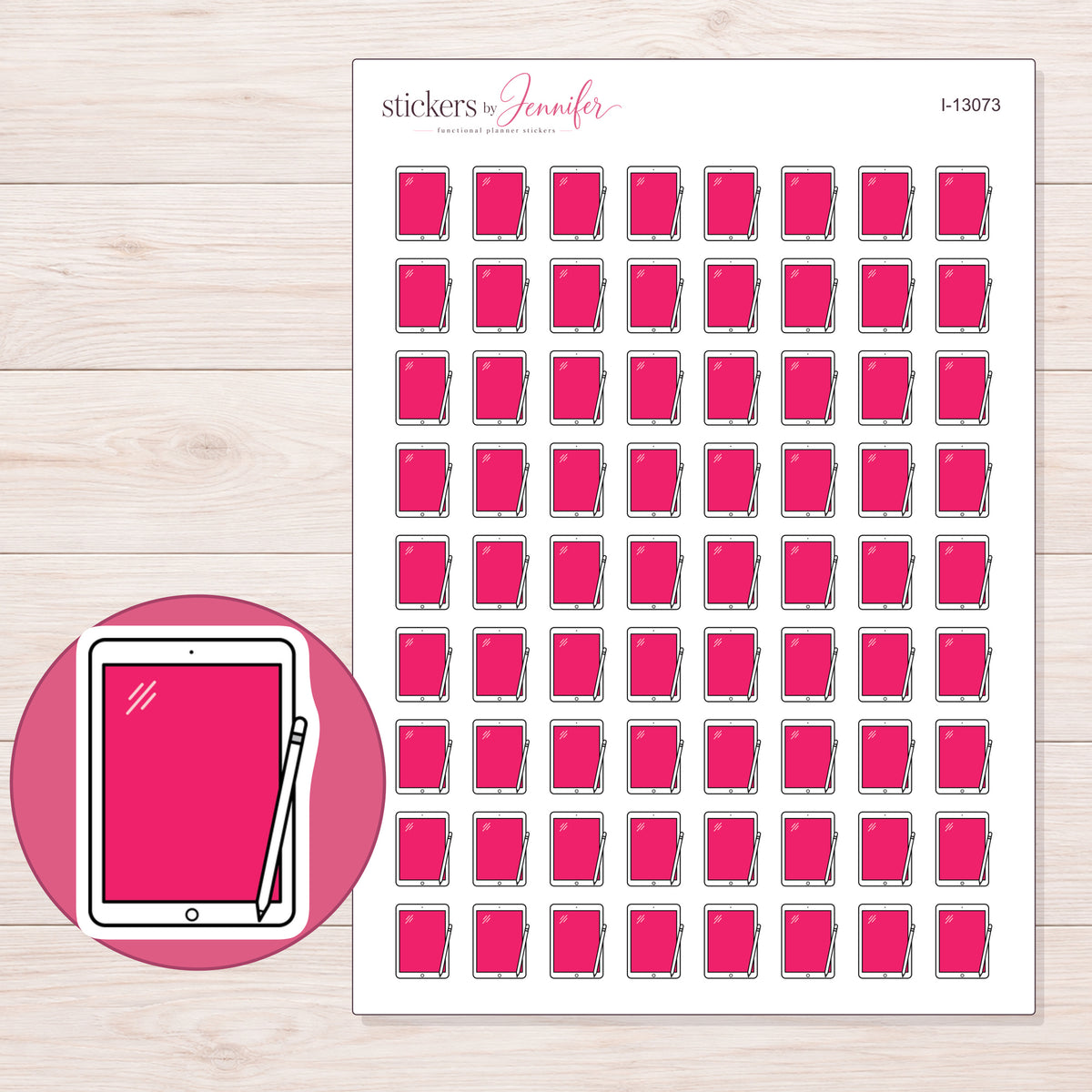 I-13073 planner sticker sheet with enlarged sticker detail