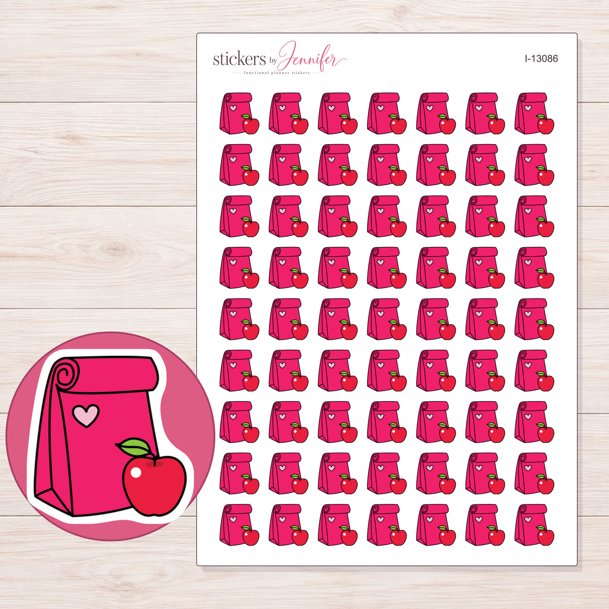 I-13086 planner sticker sheet with enlarged sticker detail