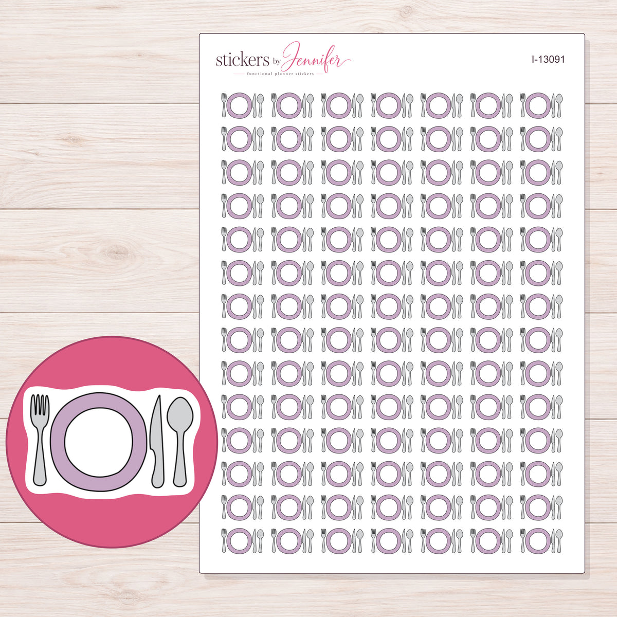 I-13091 planner sticker sheet with enlarged sticker detail