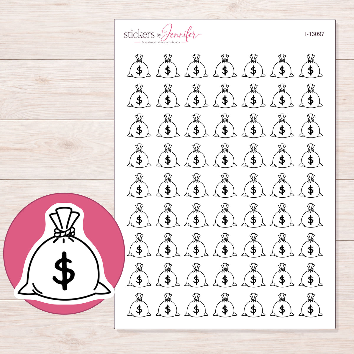 I-13097 planner sticker sheet with enlarged sticker detail