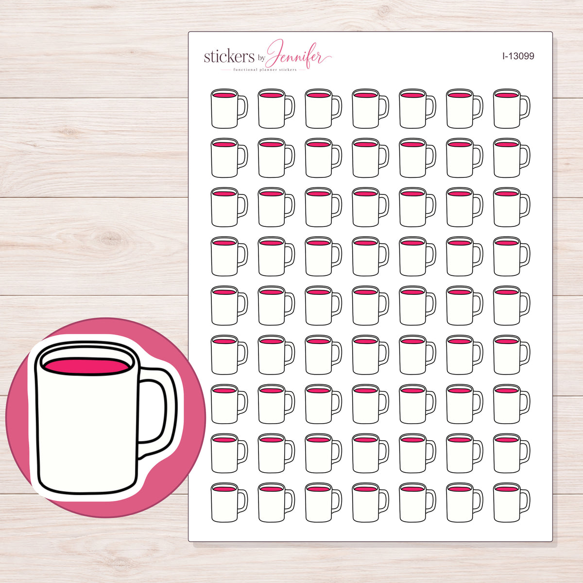 I-13099 planner sticker sheet with enlarged sticker detail