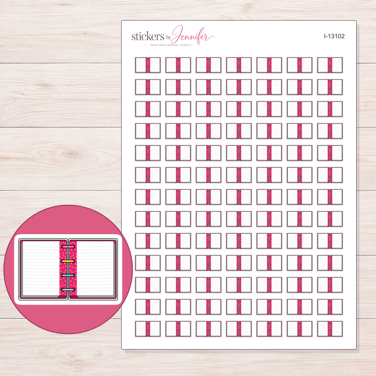 I-13102 planner sticker sheet with enlarged sticker detail