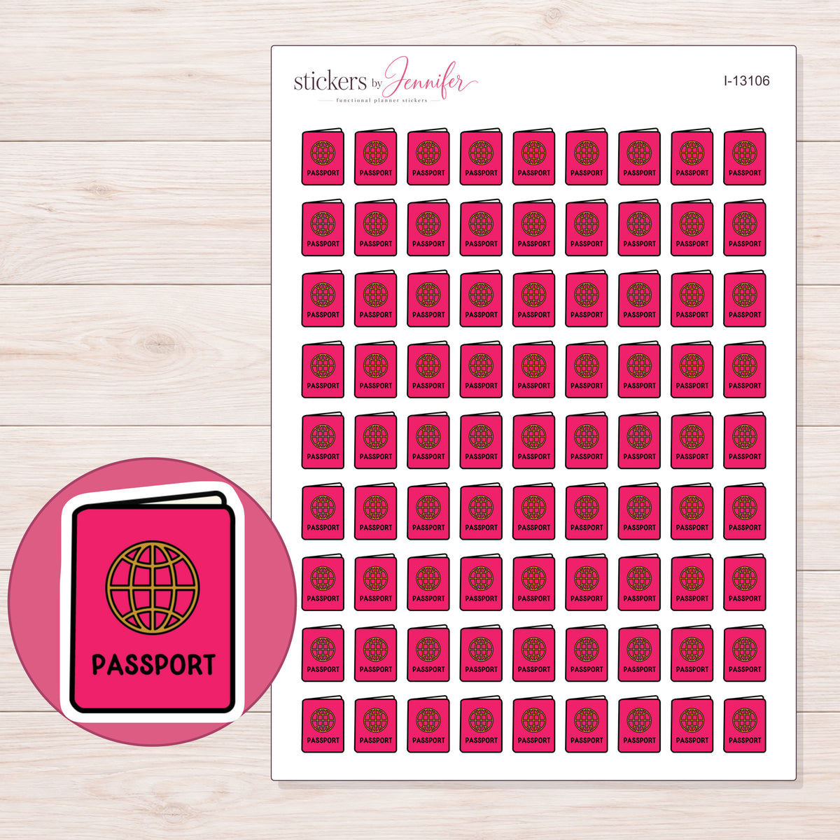 I-13106 planner sticker sheet with enlarged sticker detail