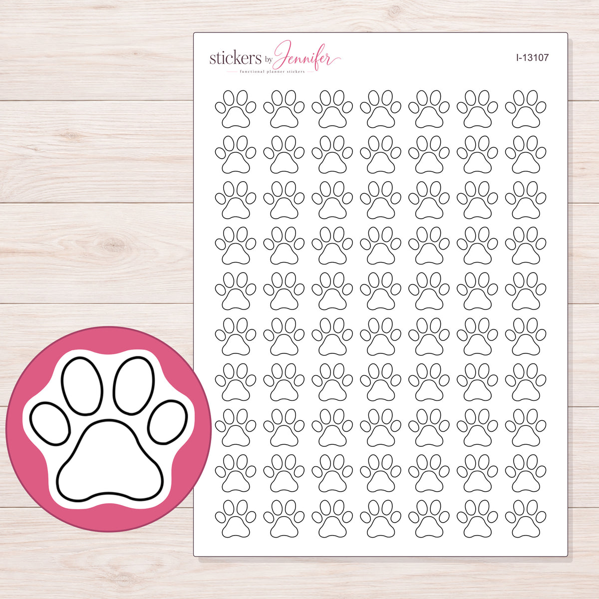 I-13107 planner sticker sheet with enlarged sticker detail