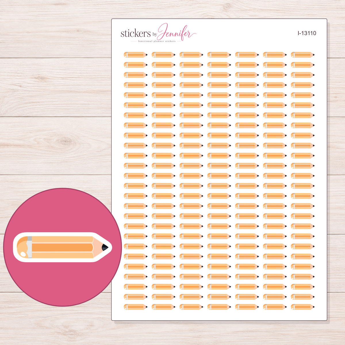 I-13110 planner sticker sheet with enlarged sticker detail
