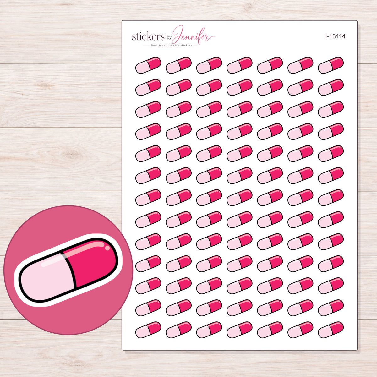 I-13114 planner sticker sheet with enlarged sticker detail
