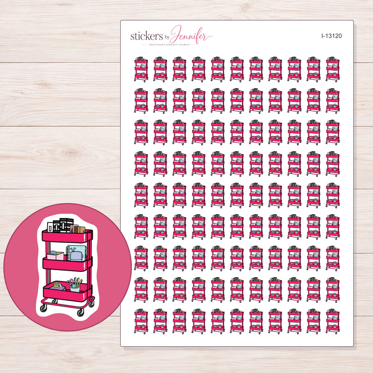 I-13120 planner sticker sheet with enlarged sticker detail