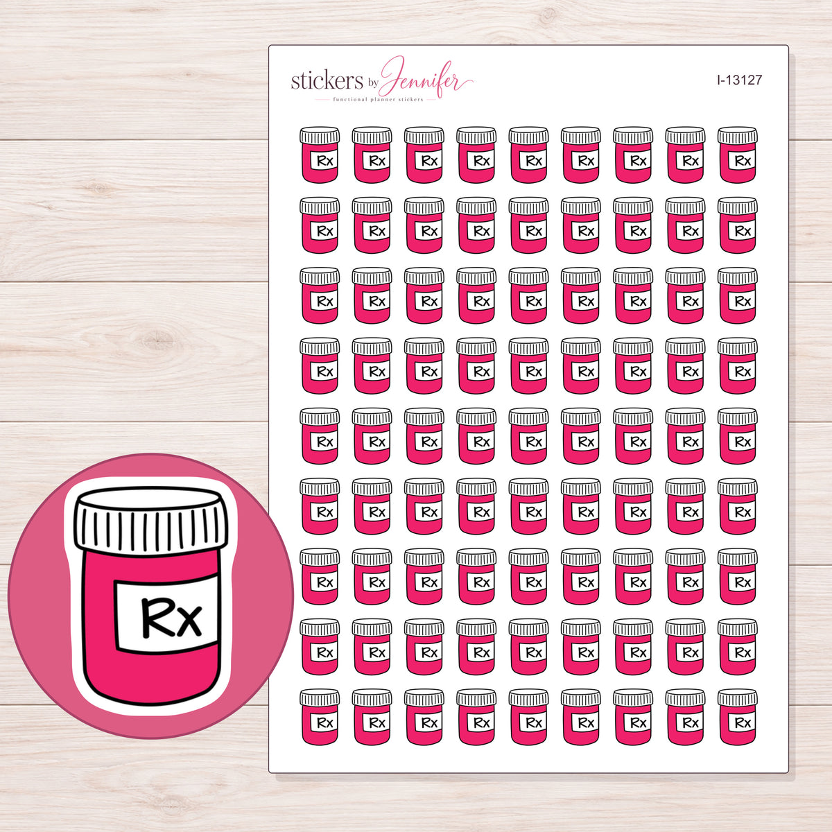 I-13127 planner sticker sheet with enlarged sticker detail