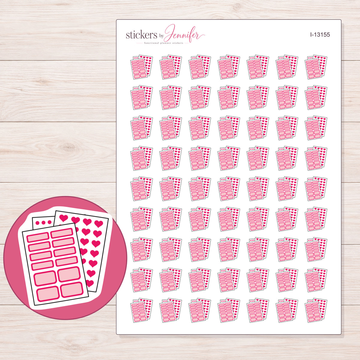 I-13155 planner sticker sheet with enlarged sticker detail