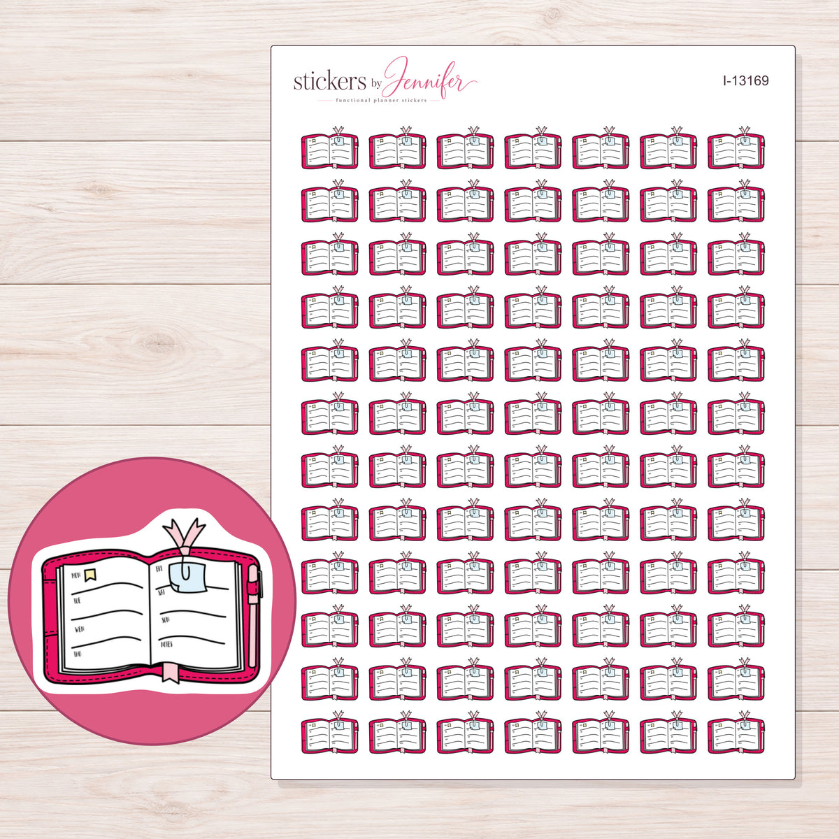 I-13169 planner sticker sheet with enlarged sticker detail
