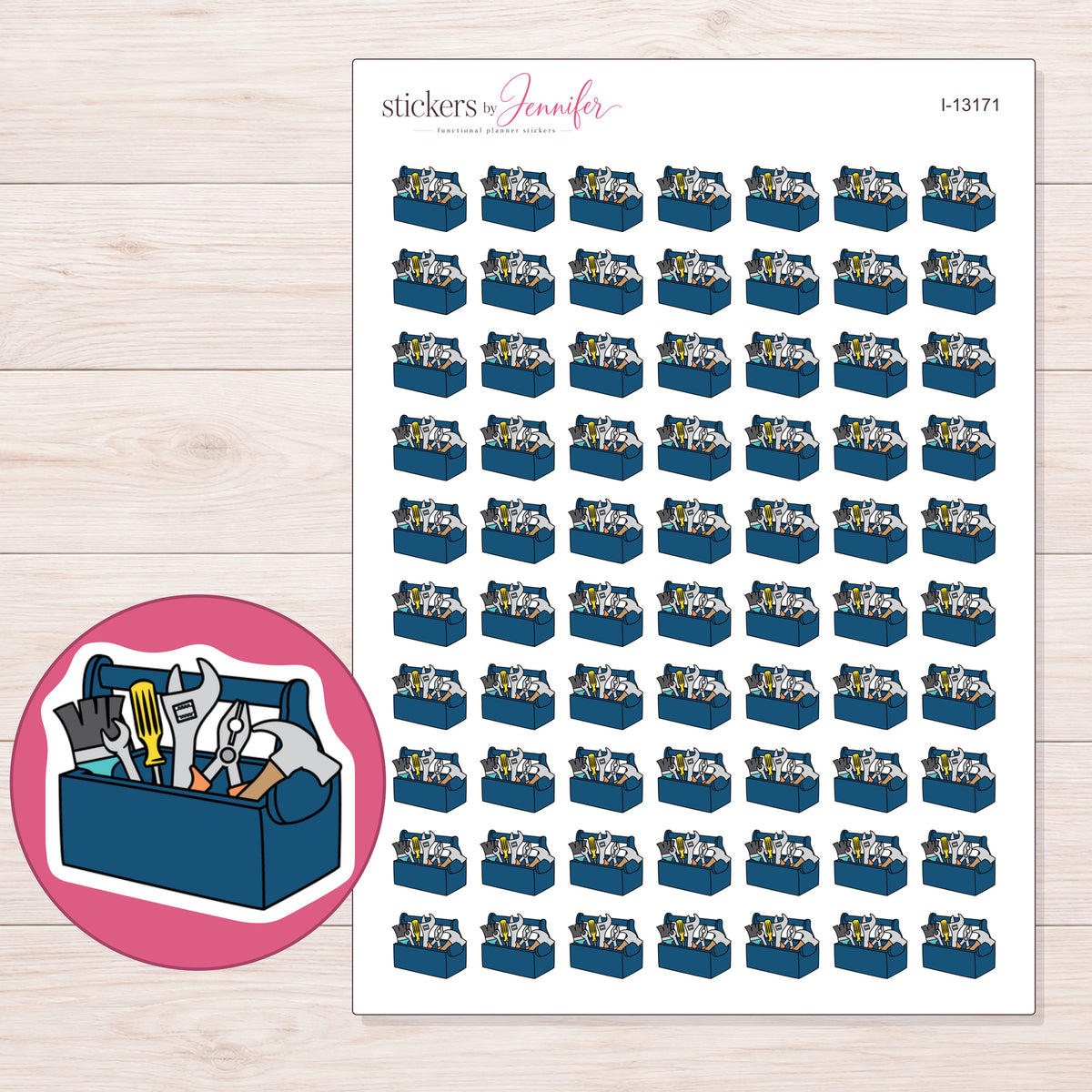 I-13171 planner sticker sheet with enlarged sticker detail