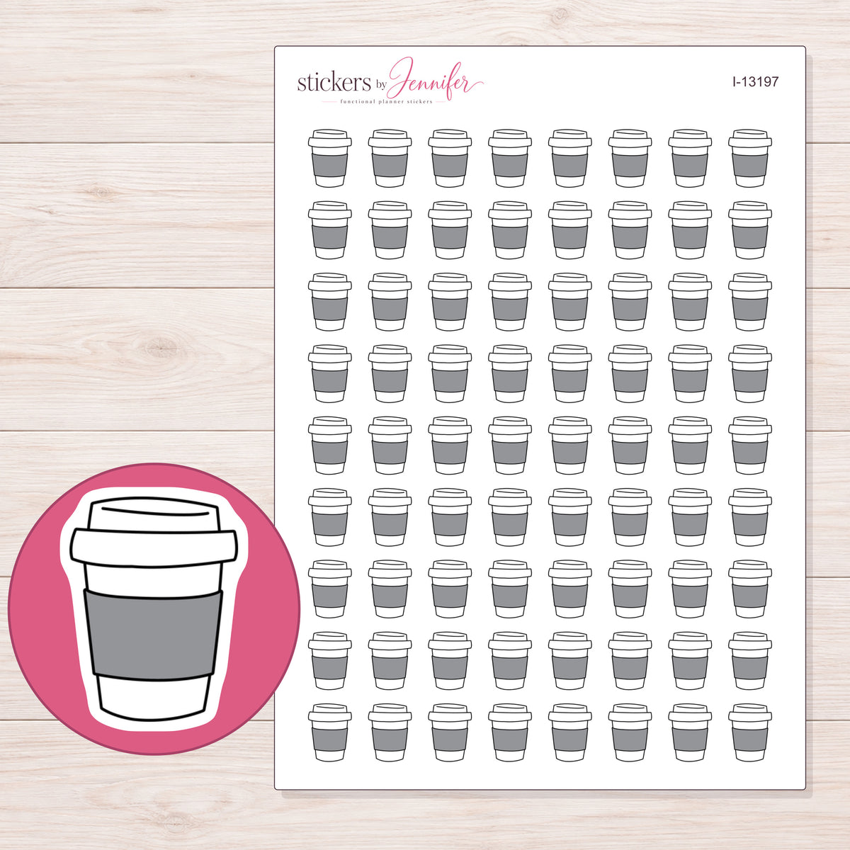 I-13197 planner sticker sheet with enlarged sticker detail
