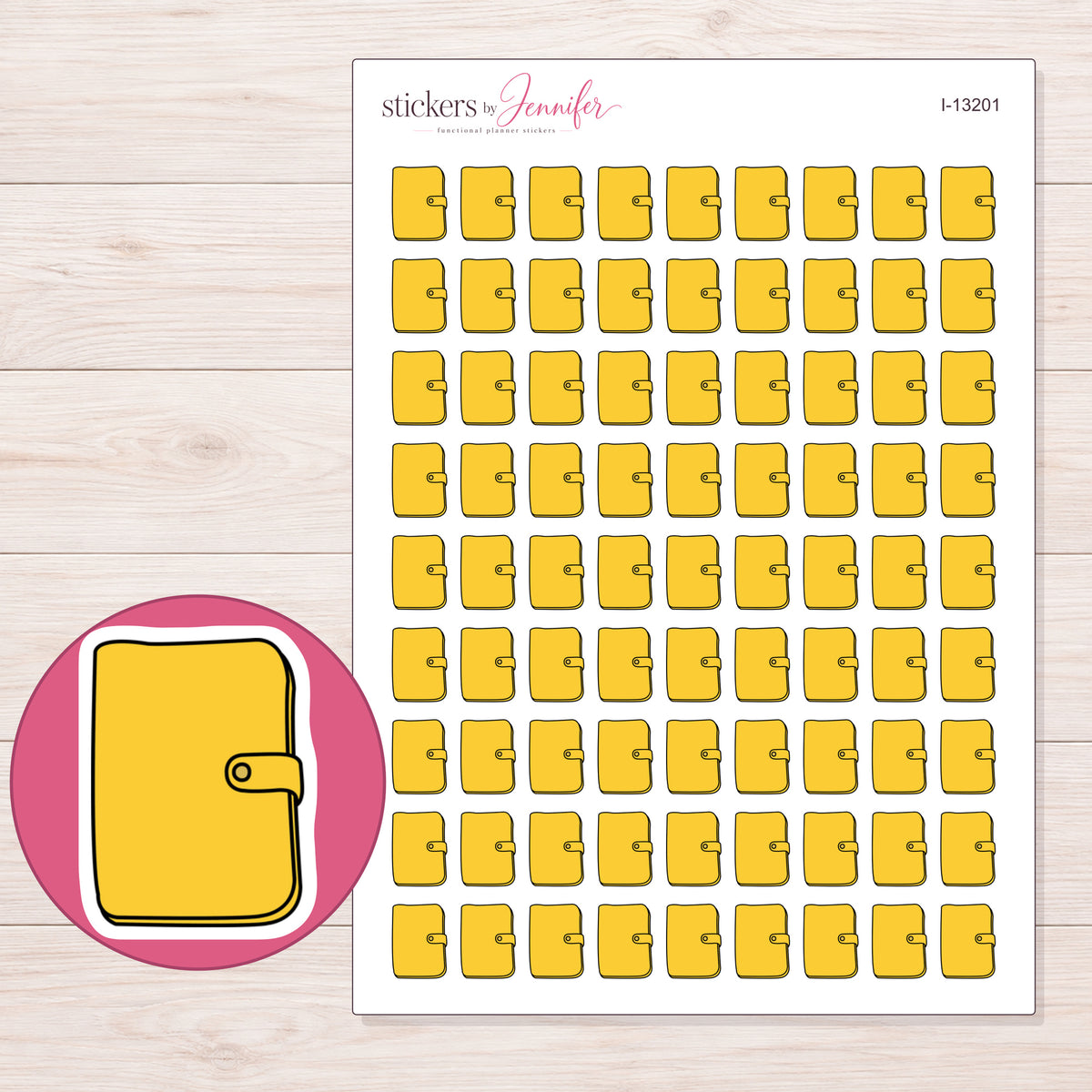 I-13201 planner sticker sheet with enlarged sticker detail