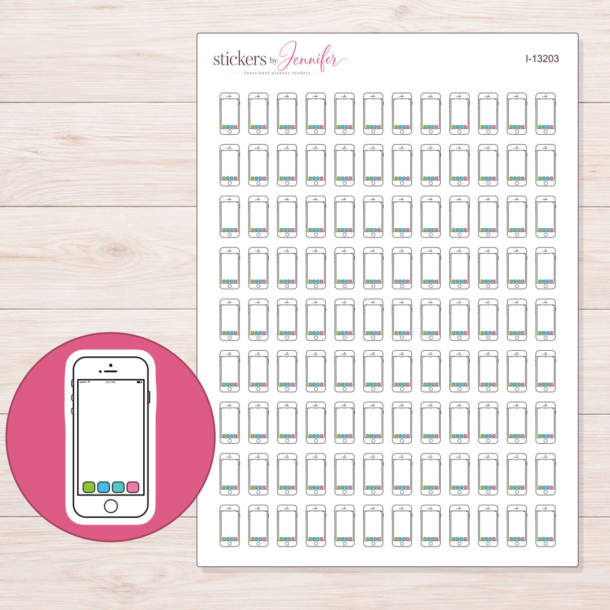 I-13203 planner sticker sheet with enlarged sticker detail