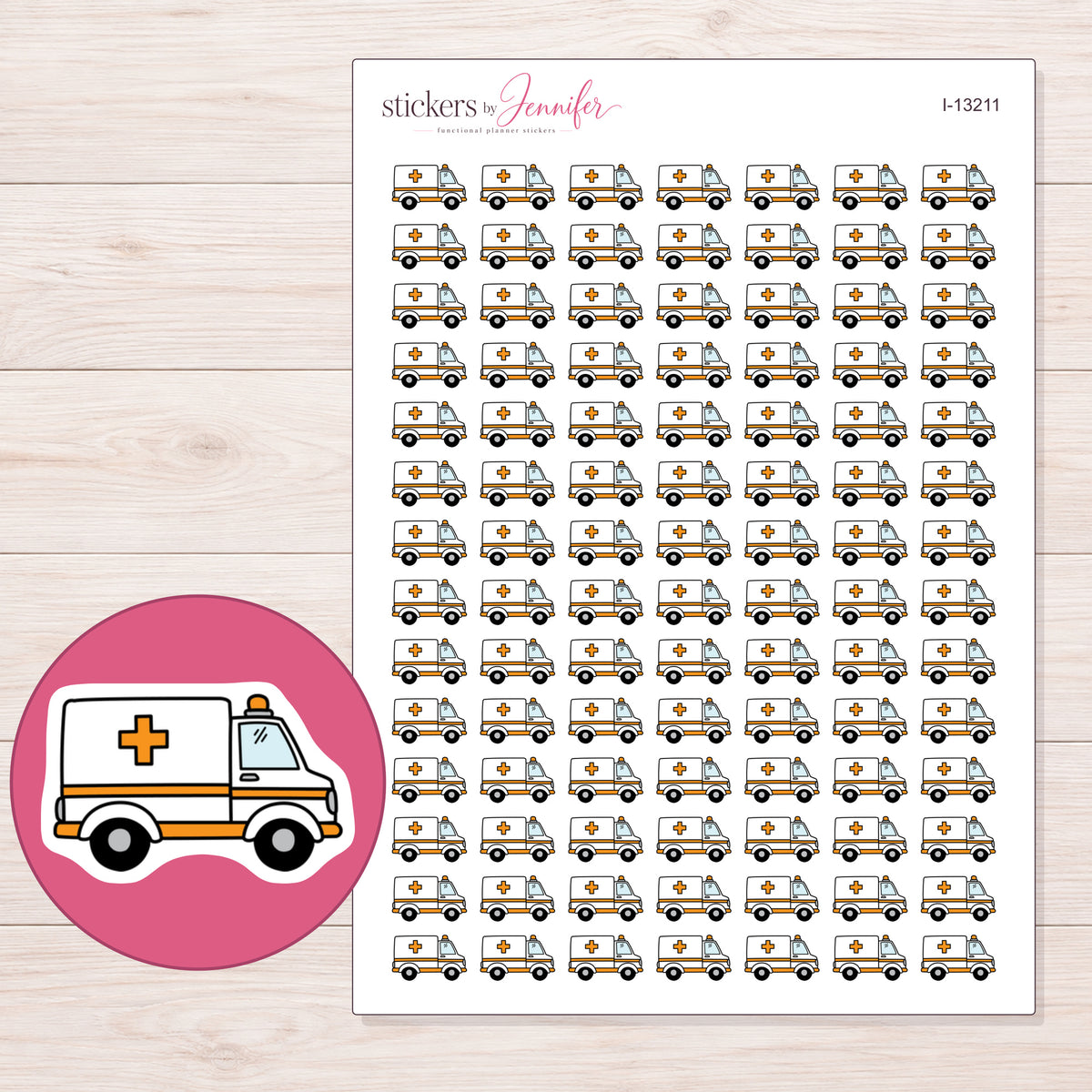 I-13211 planner sticker sheet with enlarged sticker detail
