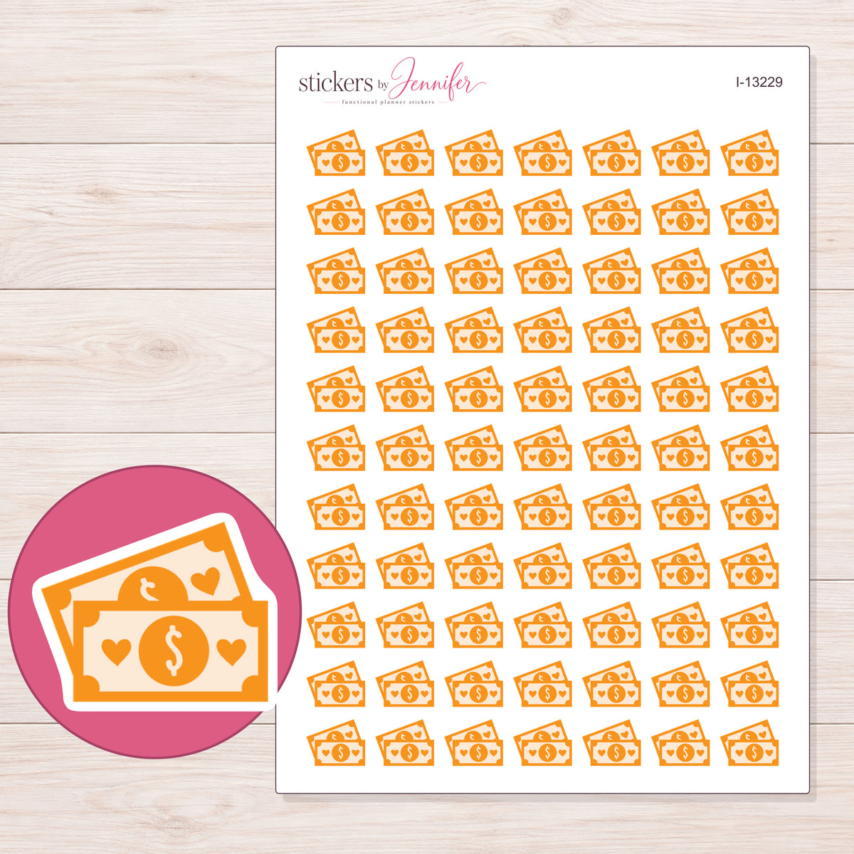 I-13229 planner sticker sheet with enlarged sticker detail