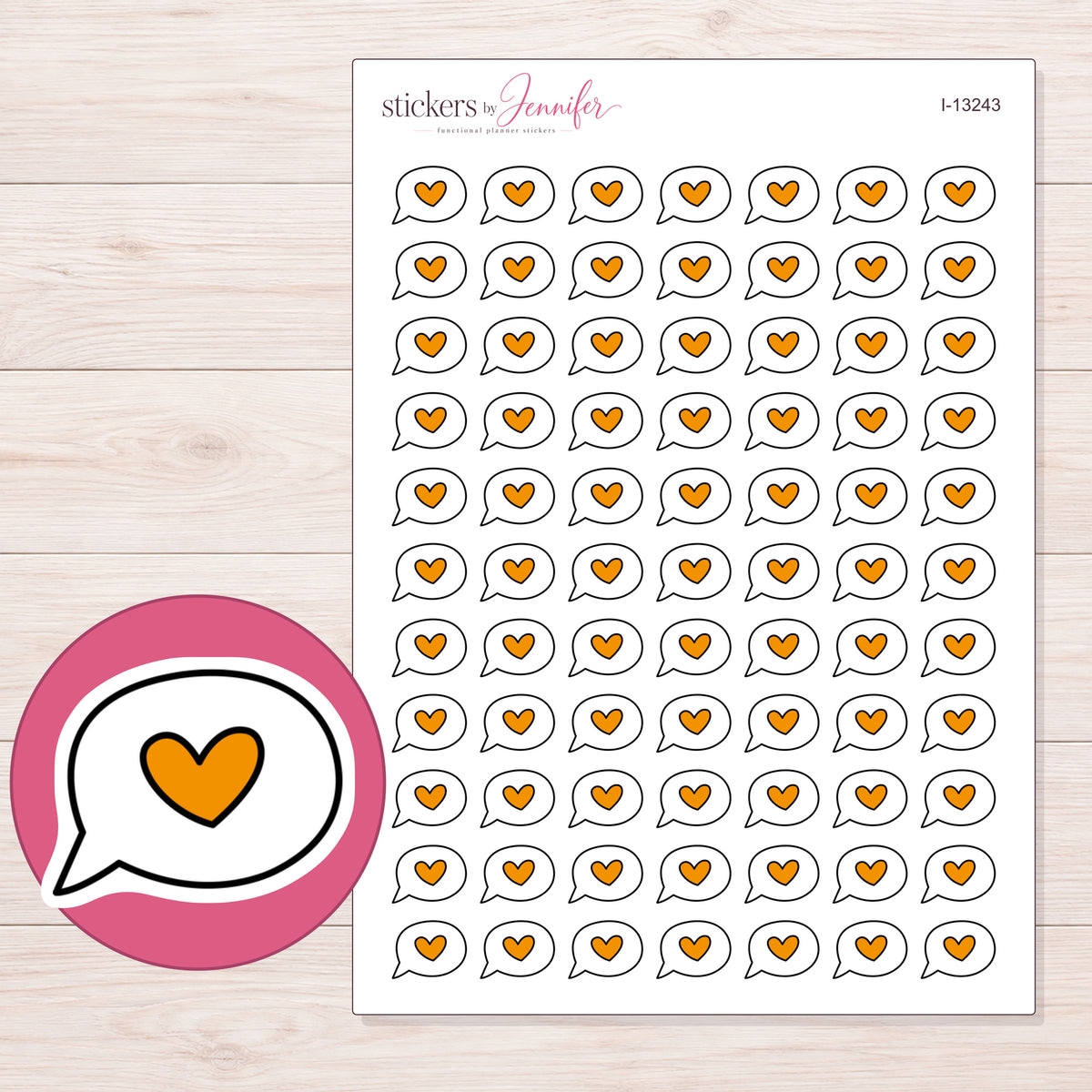 I-13243 planner sticker sheet with enlarged sticker detail