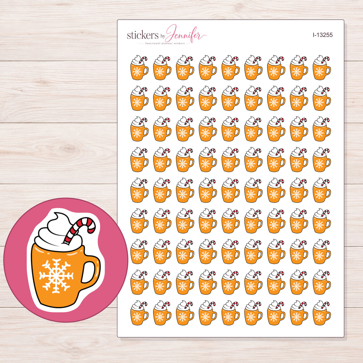 I-13255 planner sticker sheet with enlarged sticker detail
