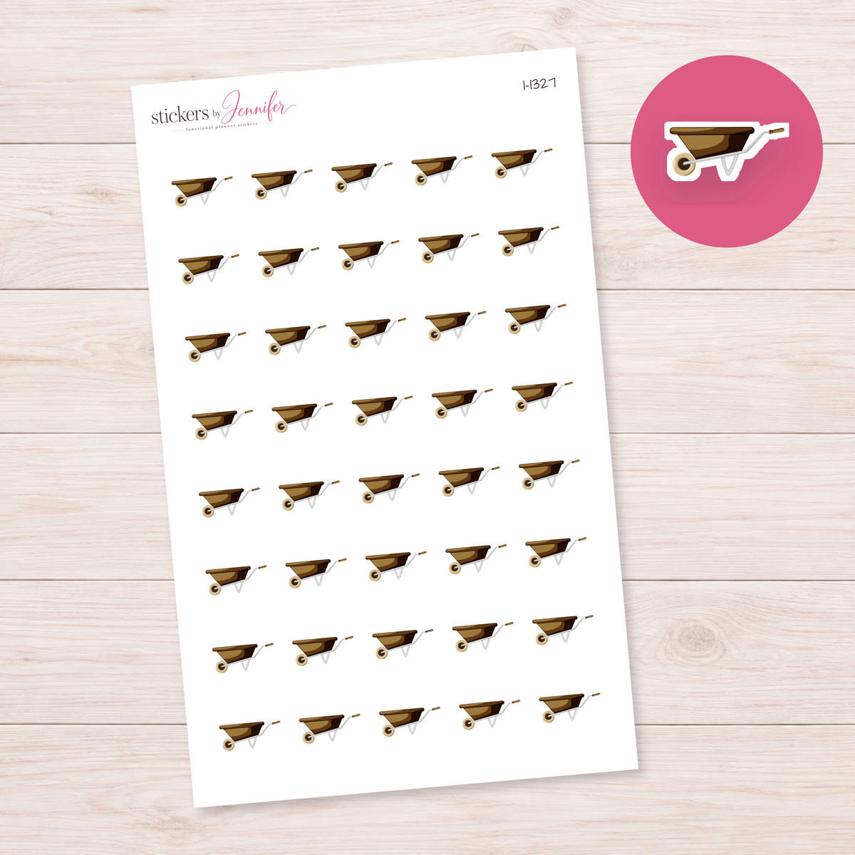 Brown Wheelbarrow Planner Stickers | I-1327