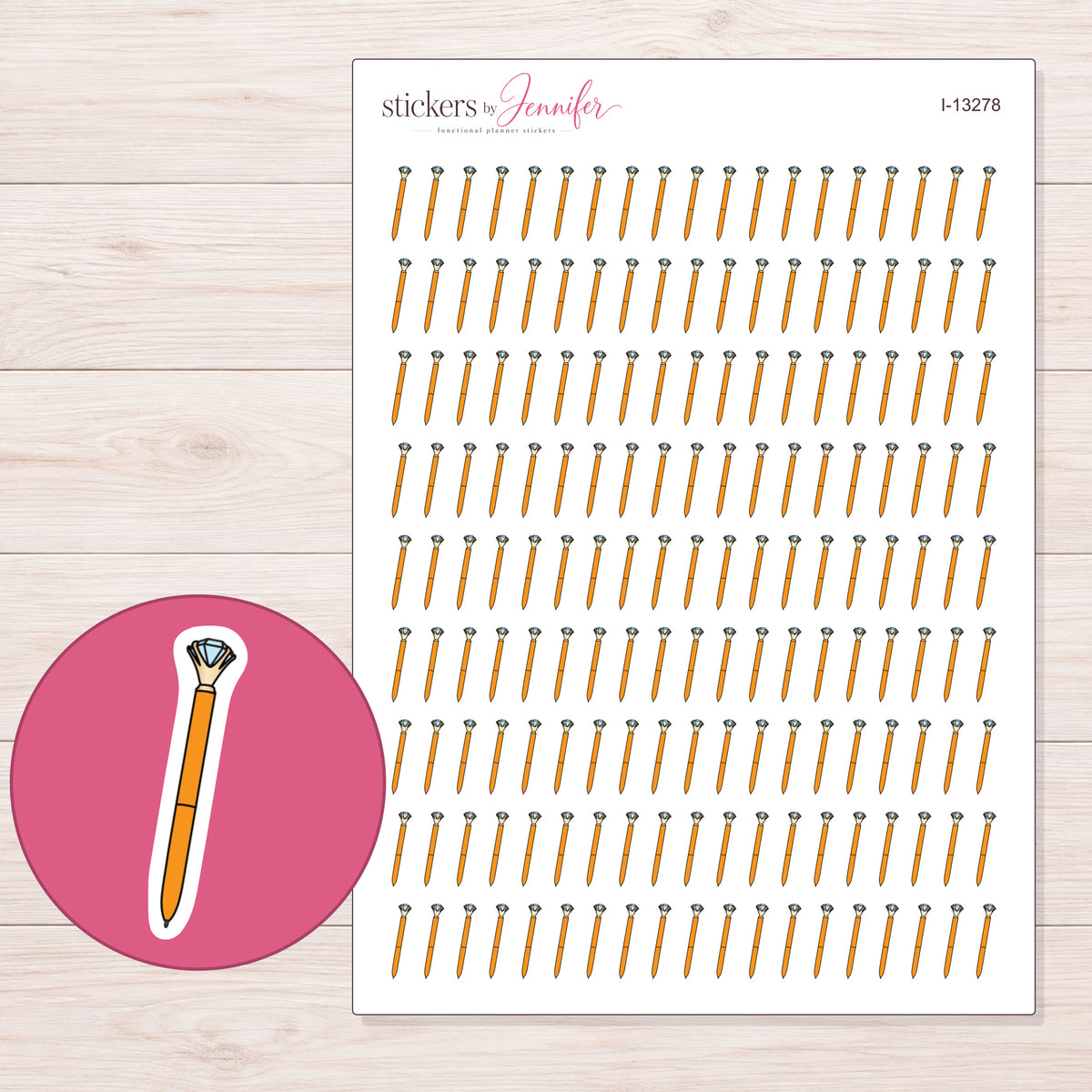 I-13278 planner sticker sheet with enlarged sticker detail