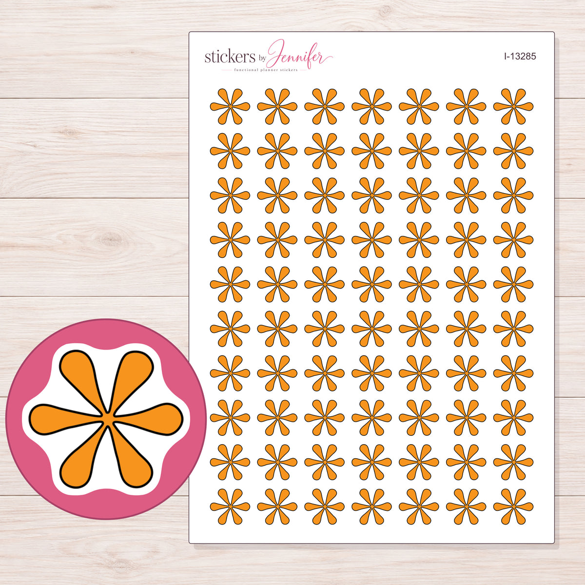 I-13285 planner sticker sheet with enlarged sticker detail