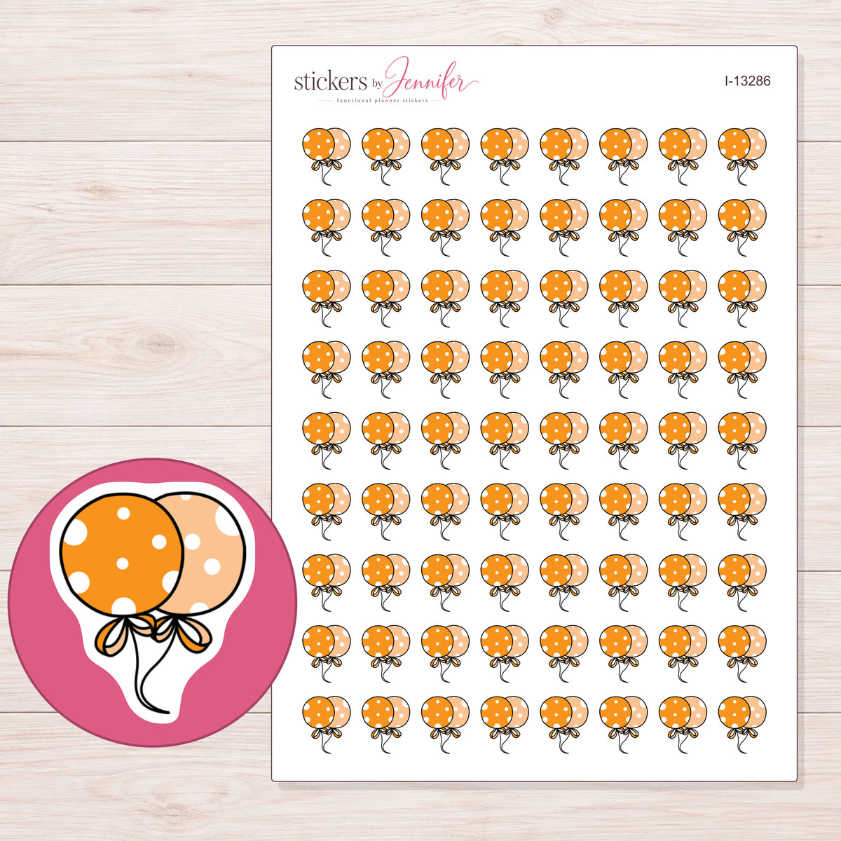 I-13286 planner sticker sheet with enlarged sticker detail