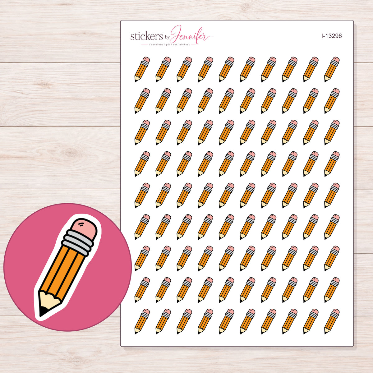I-13296 planner sticker sheet with enlarged sticker detail