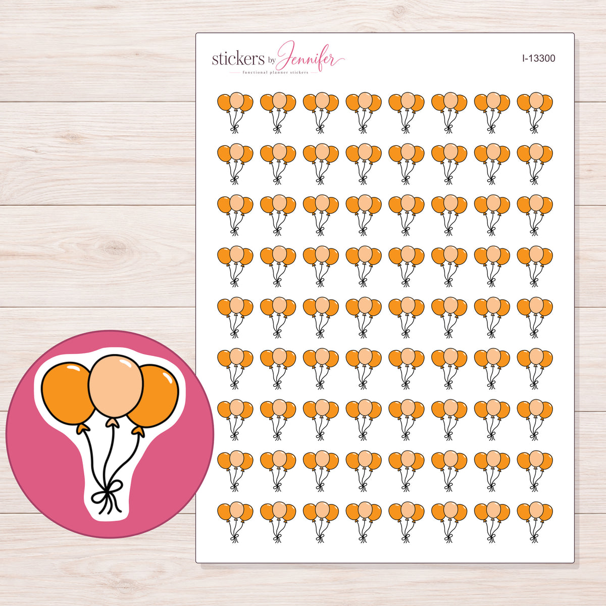 I-13300 planner sticker sheet with enlarged sticker detail