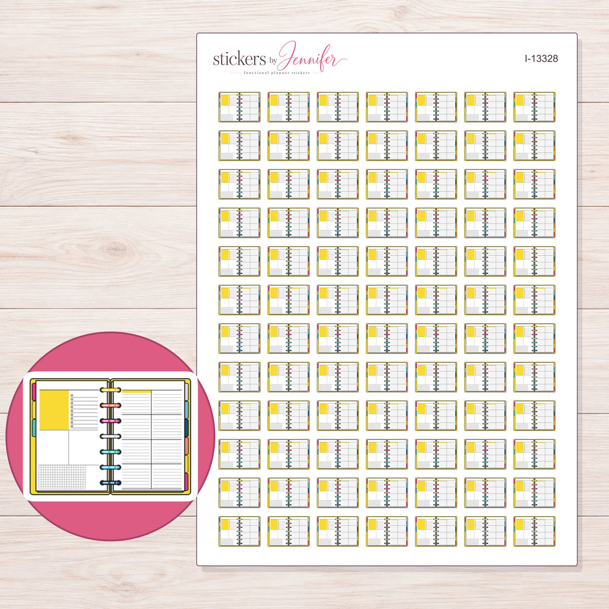 I-13328 planner sticker sheet with enlarged sticker detail