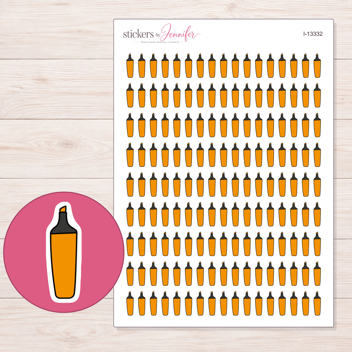 I-13332 planner sticker sheet with enlarged sticker detail