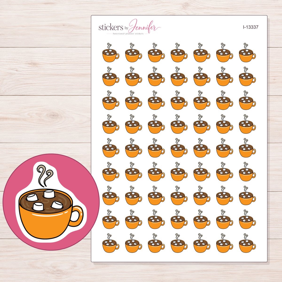 I-13337 planner sticker sheet with enlarged sticker detail