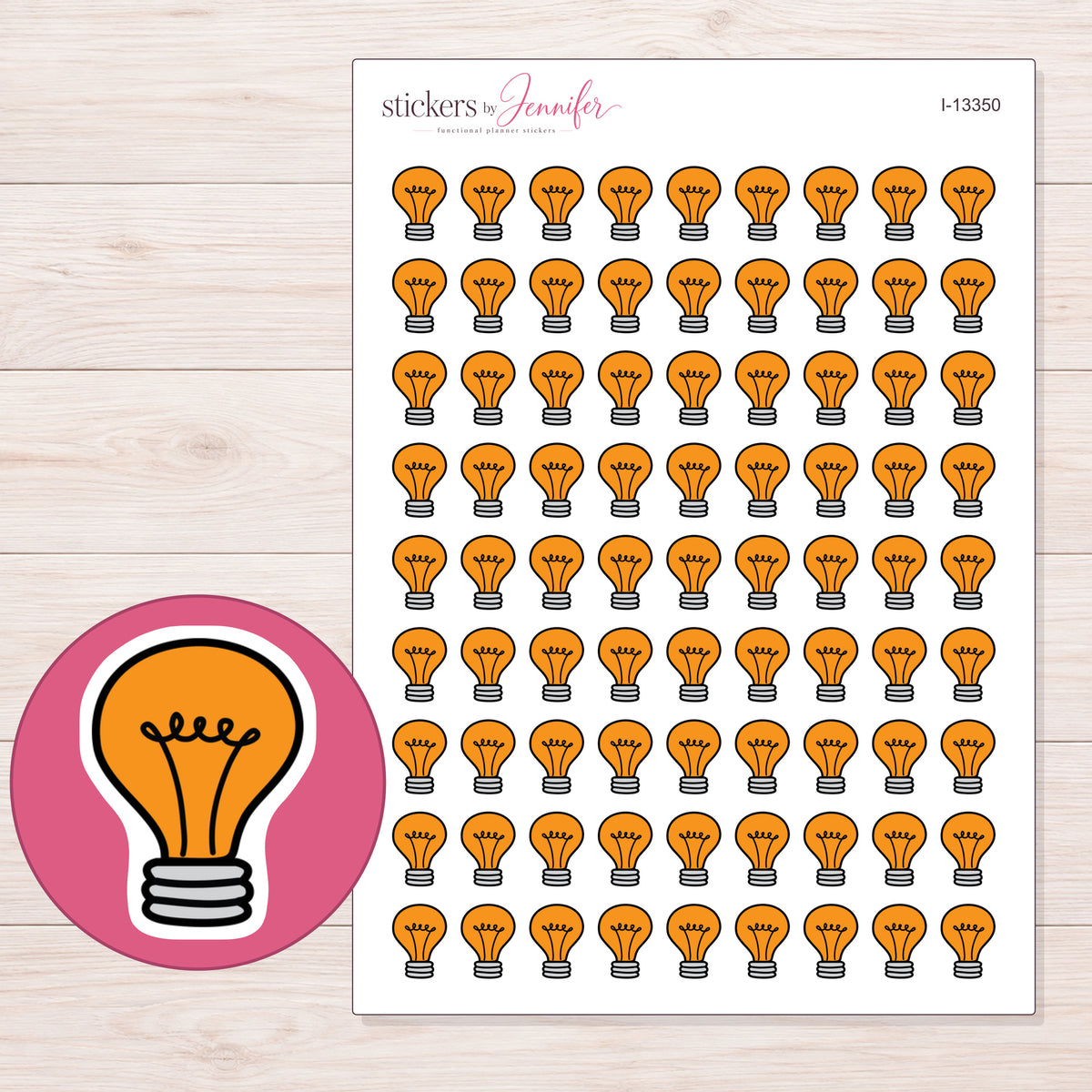 I-13350 planner sticker sheet with enlarged sticker detail
